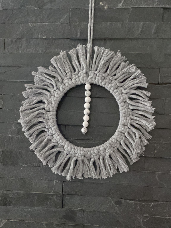 Macrame šedý kruh magnezit